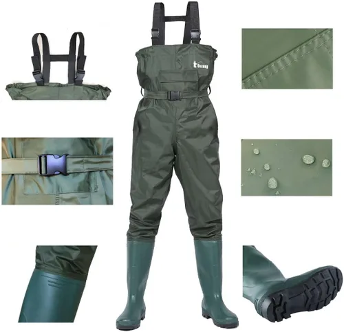 Miniatura 5 de wader con botas impermeable para pesca y caza de nailon 2-Ply/PVC 9-13