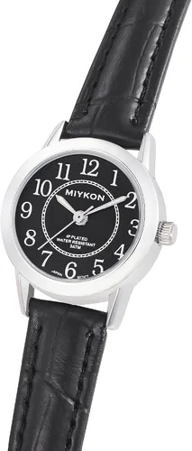 Miniatura 3 de Miykon Relojes para mujer – Delicado pequeño reloj analógico para mujer con correa de cuero vegano negro – Segundero, pulido iónico, cristal
