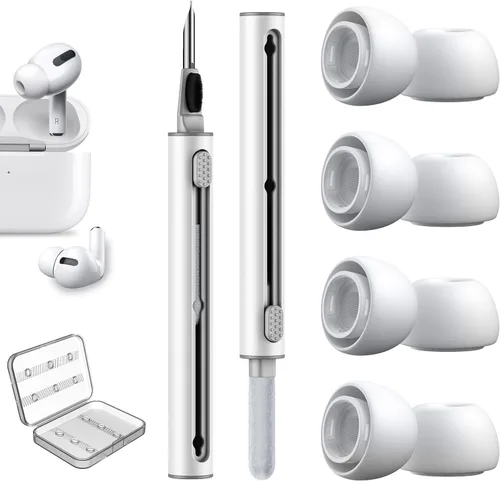 Miniatura 9 de Juego de 4 pares de almohadillas Link Dream para Airpod Pro de repuesto y limpiador de bolígrafos para AirPods Pro/AirPods Pro 2 de silicona (AC04-S)