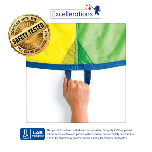 Miniatura 5 de Excellerations Brawny - Paracaídas de 6 pies para niños con 8 asas, juguete para niños, paracaídas de gimnasio