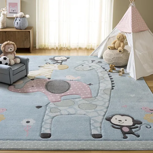 Miniatura 23 de SAFAVIEH Carousel Kids Collection - Alfombra decorativa de 2 x 3 pies, color marfil, diseño animal, no desprende pelusa y de fácil cuidado, ideal