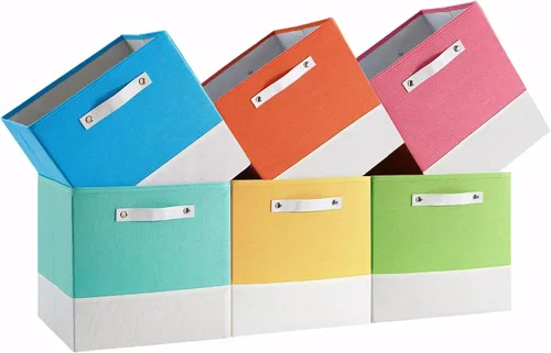 Miniatura 10 de Cajas Organizadoras de Cubo de Almacenamiento Organizador de Cubby de Tela 7.7 oz/yd² para Estante, Estantería, Clóset, Armario, Guardarropa