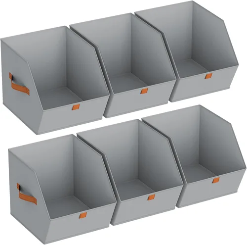 Miniatura 23 de Homsorout Cubos grandes de almacenamiento para armario, con doble asa para ropa, toallas, juguetes, organizadores de estantes para dormitorio
