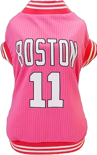 Miniatura 10 de Ropa para perros Camiseta transpirable de malla de baloncesto, ropa para mascotas, ropa deportiva para cachorros, camisa para perros de moda de Rojo