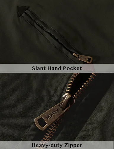 Miniatura 6 de WenVen Chaqueta bomber de algodón ligero para hombre, rompevientos militar casual