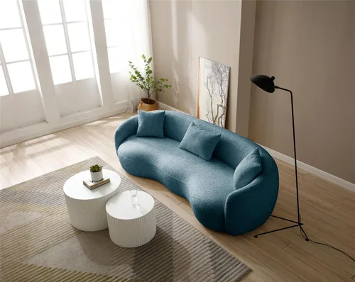 Miniatura 3 de Moderno sofá curvado de 4 asientos en tela transpirable 93.6 pulgadas de ancho elegante sofá de sala de estar con marco de madera maciza