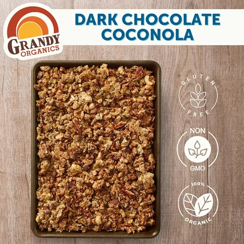 Miniatura 4 de Grandy Organics Chocolate oscuro y coconola - Granola orgánica certificada sin cereales - 0.27 oz de proteína - Sin gluten, sin OMG, vegano y paleo
