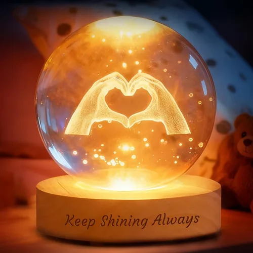 Miniatura 7 de Lámpara de bola de fotos de cristal 3D personalizada, regalo conmemorativo personalizado para recuerdo de Navidad, globo de cristal grabado