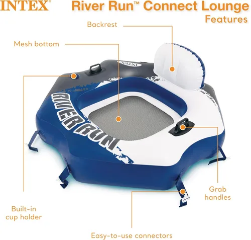 Miniatura 4 de INTEX 58854EP River Run Connect - Salón flotante inflable: cómodo respaldo - portavasos - asas de agarre - conectores fáciles de usar - capacidad
