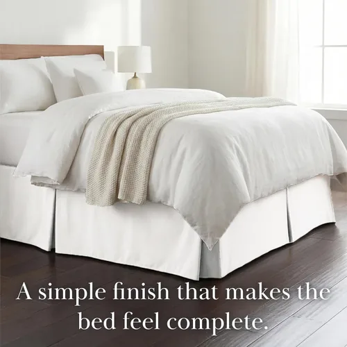 Miniatura 6 de Southshore Fine Linens VILANO Springs faldón para cama plisada, 15 pulgadas, Microfibra, Blanco brillante, gemelo