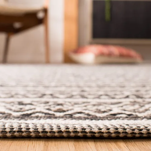 Miniatura 6 de SAFAVIEH Colección Montauk - Alfombra decorativa de 3 x 5 pies, color marfil y negro, hecha a mano de algodón estilo bohemio rural, ideal para zonas