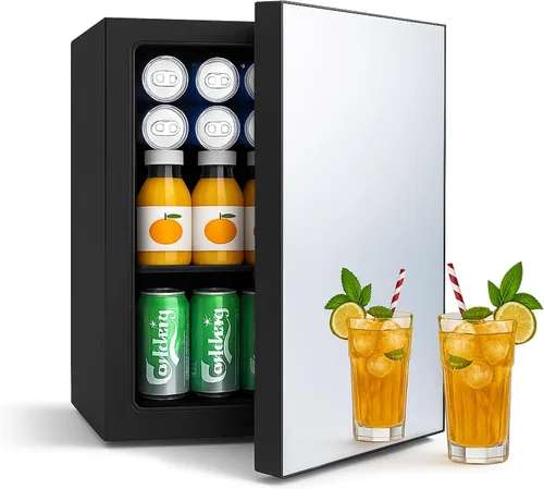 Miniatura 11 de DOGHLY Refrigerador de bebidas, mini refrigerador para 24 latas, puerta sólida para bebidas, refrescos, cerveza o vino, refrigerador pequeño
