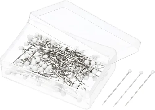 PATIKIL Alfileres de costura, juego de 3 alfileres rectos de cabeza de vidrio para decoración de costura, color blanco