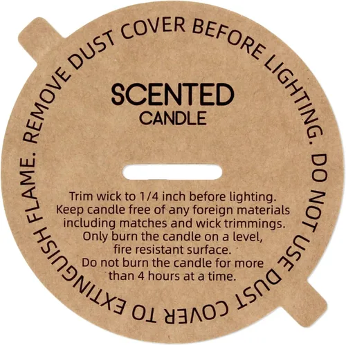Miniatura 7 de CandMak Cubiertas antipolvo para velas, 48 piezas impresas de papel kraft con tapa antipolvo con lengüeta para hacer velas (12 tamaños)