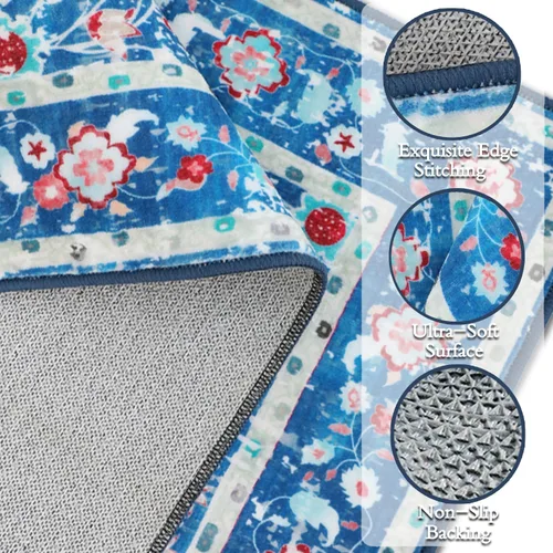 Miniatura 4 de Alfombra de leopardo de 2 x 3 pies para sala de estar, alfombra estética vintage de animales para habitación de niñas, guardería, dormitorio, Azul