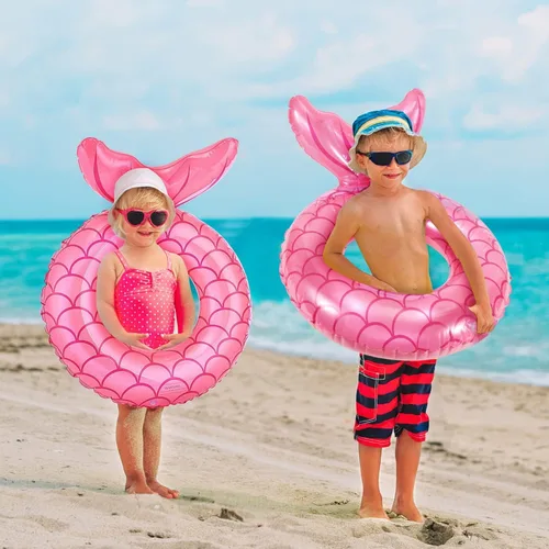 Miniatura 5 de MoKo Anillo de natación inflable, lindo flotador de piscina, decoración de tubo, tubos de natación, piscina al aire libre, playa, flotadores de Oro