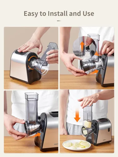 Miniatura 5 de Reemix Rallador eléctrico de queso, rallador eléctrico de alimentos con 6 cuchillas intercambiables - Cortar, triturar y rallar Cuchillas de acero