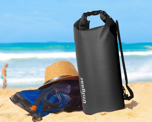Miniatura 3 de Bolsa seca Unigear impermeable, 2L/5L/10L/20L/30L/40L, Bolsas flotantes y ligeras para kayak, navegación, pesca, natación y camping con funda Negro