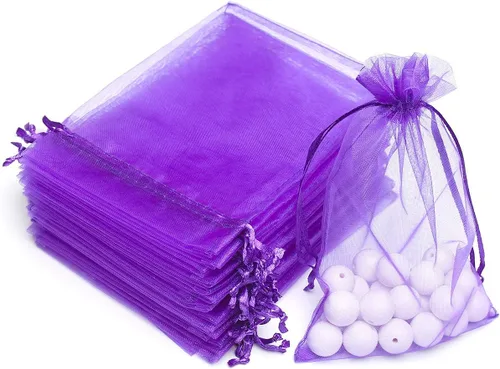 Akstore 100 bolsas de organza con cordón de 4 x 6 pulgadas (3.9 x 5.9 in) para regalos de boda, fiesta, festival, bolsas de regalo, bolsas de dulces