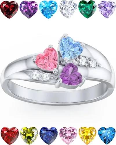 Miniatura 8 de La madre de los anillos con piedras de la fortuna, elija 3 piedras de la fortuna, 3 nombres y 1grabado personalizado