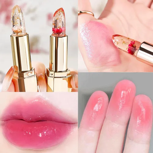 Miniatura 7 de Paquete de 3 lápices labiales de gelatina de flores, cambio de temperatura, hidratante de larga duración, bálsamo nutritivo mágico que cambia