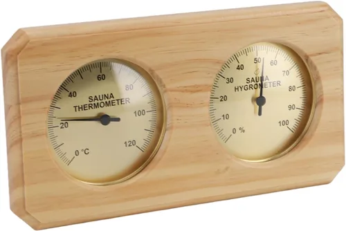 Miniatura 2 de 2 in 1 Sauna Thermometer and Hygrometer,Wooden Sauna Thermometer Hygrometer with Temperature and Humidity Measurement, Wall Mounted for Hotel Sauna