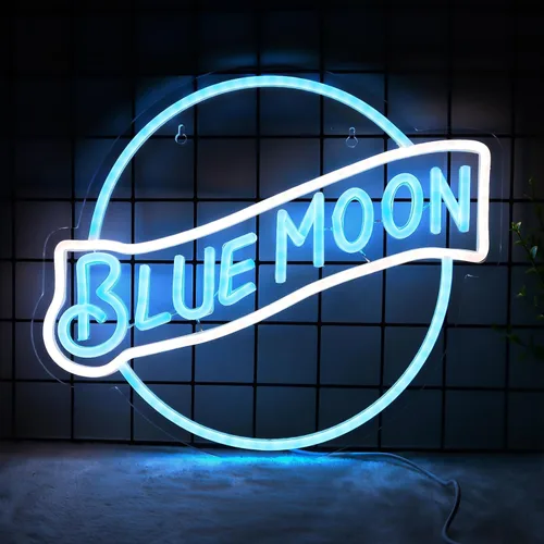 Letreros de Neón Luna Azul para Decoración de Pared Luces de Neón para Dormitorio Letreros LED Adecuados para Cueva de Hombre Bar Pub Restaurante