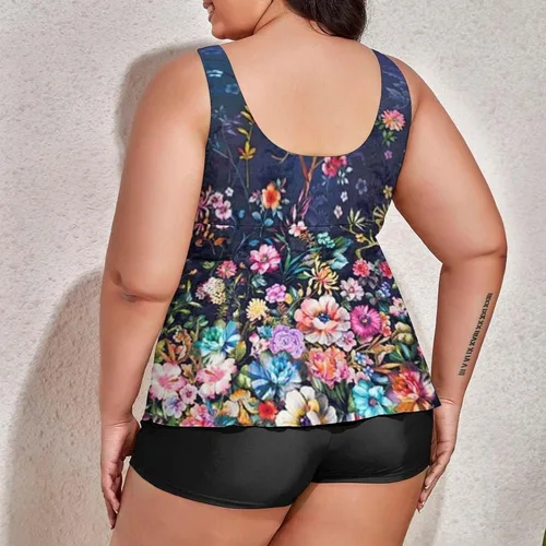 Miniatura 5 de Apfopard Womens Plus Size Printed Tankini Sets Crop Tank Top and Boyshort Two Piece Swimsuits Swimwear Boy Shorts 2023 High