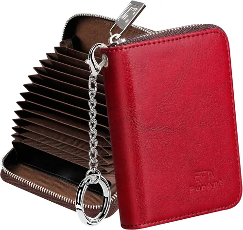 Miniatura 24 de FurArt Cartera con Cremallera para Mujeres, Cartera con Bloqueo RFID para Tarjetas de Crédito, Portador de Tarjetas de Presentación, Cartera Llavero