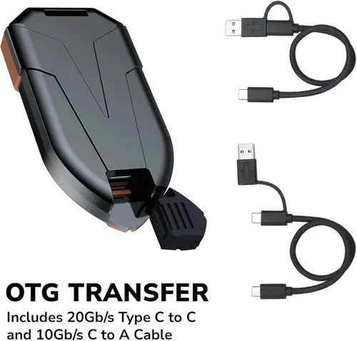 Miniatura 6 de DATO SSD externo de 1 TB, ARES Amber Shield SSD portátil con LED, hasta 1600/1500 MB/s, compatible con OTG, IP67 impermeable USB 3.2 Gen 2x2 tipo C