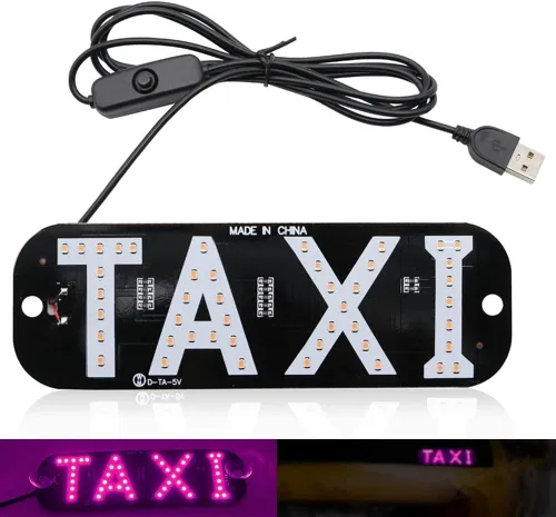 Miniatura 9 de Luz de señal de taxi botón de encendido/apagado USB, letrero LED brillante para taxi, colocación de ventana de ventosa para taxi automóvil (azul)