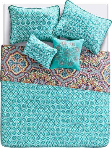 Miniatura 2 de VCNY HOME Yara Collection - Juego de edredón reversible ultra suave, ligero, fresco y transpirable, lavable a máquina, individual XL, aguamarina, 4