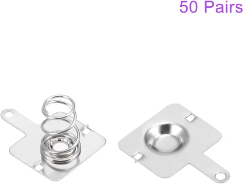 Miniatura 4 de DMiotech 50 pares de resortes de batería de 0.444 in x 0.453 in de repuesto de placa de contacto AA positivo a negativo niquelado para control remoto