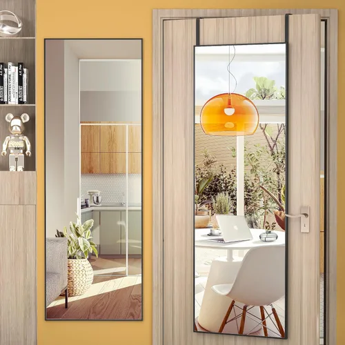 Miniatura 10 de Hasipu - Espejo de puerta de cuerpo completo, 51 x 16 pulgadas, espejo de pared de cuerpo completo para colgar sobre la puerta, espejo para Blanco