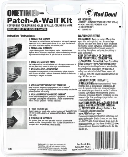 Miniatura 3 de Red Devil 0549 ONETIME - Kit de pared ligero Spackling Patch-A-Pared, 1/2 pinta, fabricado en Estados Unidos
