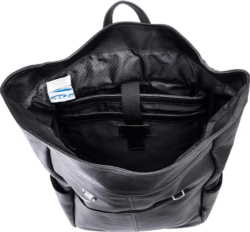 Miniatura 2 de McKleinUSA Serie S, Kennedy, cuero de becerro de grano de guijarro, mochila para portátil de doble acceso de 17 pulgadas, color negro (88735)