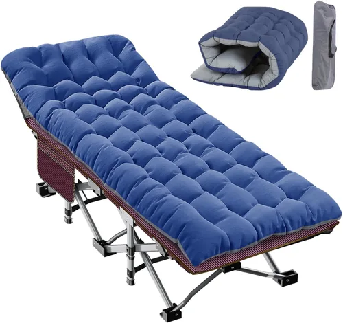 Miniatura 11 de Slsy Catre de camping plegable para adultos con almohadilla, catres de dormir portátiles acolchados, cama de campamento con bolsa de transporte