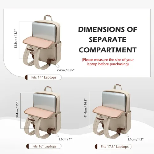 Miniatura 7 de Mochila delgada para laptop para mujer, mochila ligera para viajes de negocios para mujeres y hombres, Albaricoque, 14 pulg.