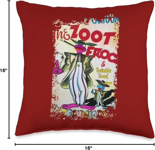 Miniatura 4 de Funny Cute Frog 1950's 1960's Vintage Nostalgia Poison Dart Frogs Cartoon Retro Zoot 40's, 50's Pachuco Suit Throw Pillow, 16 x 16 pulgadas