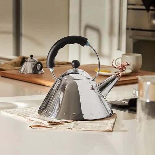 Miniatura 5 de Alessi Tea Rex - Hervidor de agua con mango y silbato en forma de dragón, acero inoxidable, negro