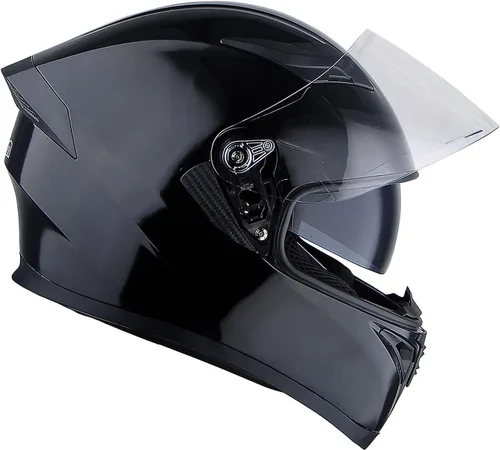 Miniatura 5 de 1STorm - Casco integral para motocicleta, de calle, con doble visera/parasol, negro brillante mecánico, talla pequeña (20.9/21.3 pulgadas)