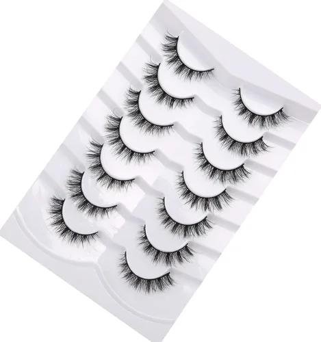 Miniatura 415 de Pooplunch - Pestañas postizas finas de visón sintético, estilo ojo de gato, naturales, cruzadas, tipo racimo, efecto 8D de volumen, tiras