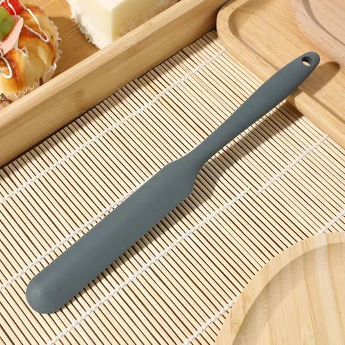 Miniatura 2 de Kichvoe Espátula de silicona para tarro – Espátula antiadherente para masa madre – Spurtle de goma estrecha gris resistente al calor cuchara