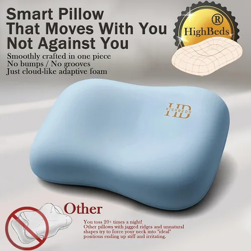 Miniatura 2 de HighBeds Almohada cervical para el cuello, almohada para dormir de lado para aliviar el dolor de cuello, almohadas ergonómicas suaves de espuma Azul