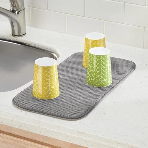 Miniatura 2 de InterDesign iDry – tapete para encimera de cocina, mini, absorbente, para secado de platos, Negro, L