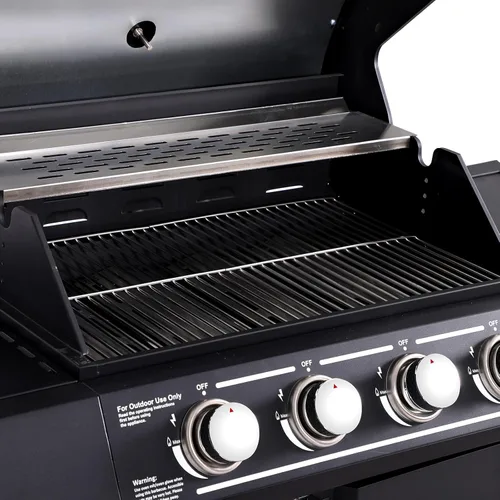 Miniatura 7 de Parrilla de gas propano de 4 quemadores con quemador lateral, parrilla de barbacoa al aire libre de 50,000 BTU, rejilla de cocción de hierro fundido