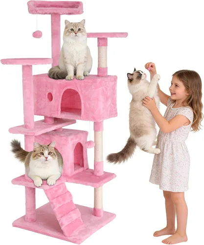 Miniatura 10 de Árbol alto para gatos, torre para gatos de 54 pulgadas, condominio grande para gatos escaladores, soporte de escalada con perchas superiores, casa