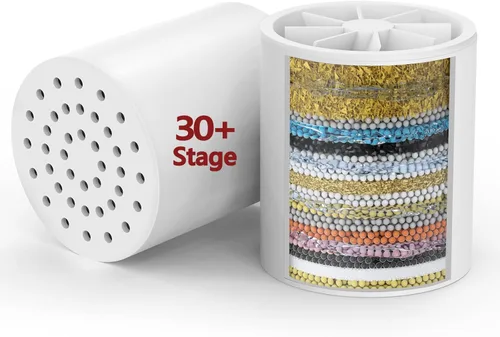 Miniatura 10 de Longriver Paquete de 4 cartuchos de repuesto de filtro de ducha universal de 33 etapas, purificador de agua dura que elimina cloro, metales pesados