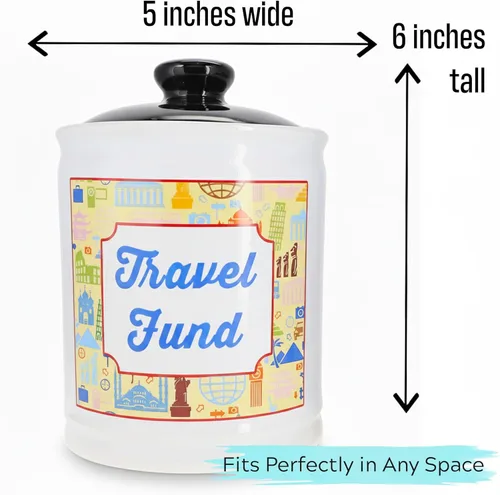 Miniatura 5 de Cottage Creek Tarros Alcancía de viaje – Tarro de dinero esencial de viaje de cerámica para mujeres, mamá, papá viaje por carretera, crucero