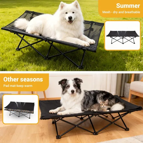 Miniatura 10 de KingCamp Cama elevada para perros para perros grandes, cama de mascotas elevada y fresca para exteriores con malla lavable y transpirable y pies